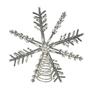 Pottery Barn Jeweled Snowflake Handcrafted Christmas Tree Topper Silver Metal